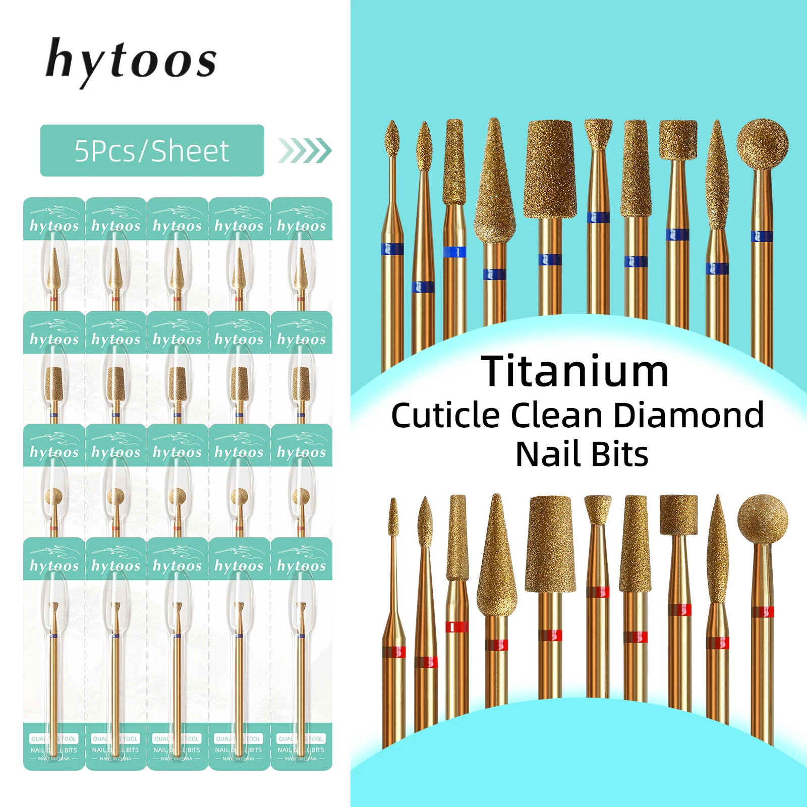 Nail File Titanium - HYTOOS 5-delige set titanium nagelboorbits diamant