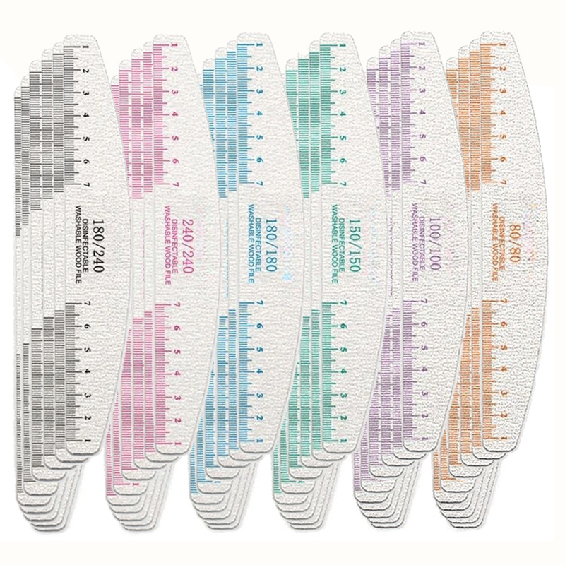 Nail File Titanium - 50/100 Stuks Regel Print Nagelvijl Houten