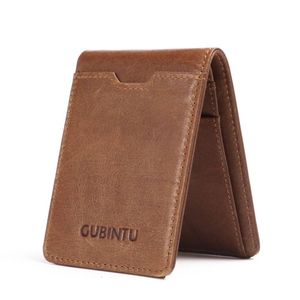 Money Clip Magnetic - Echte lederen herenportemonnees, slanke vintage RFID-blokkerende